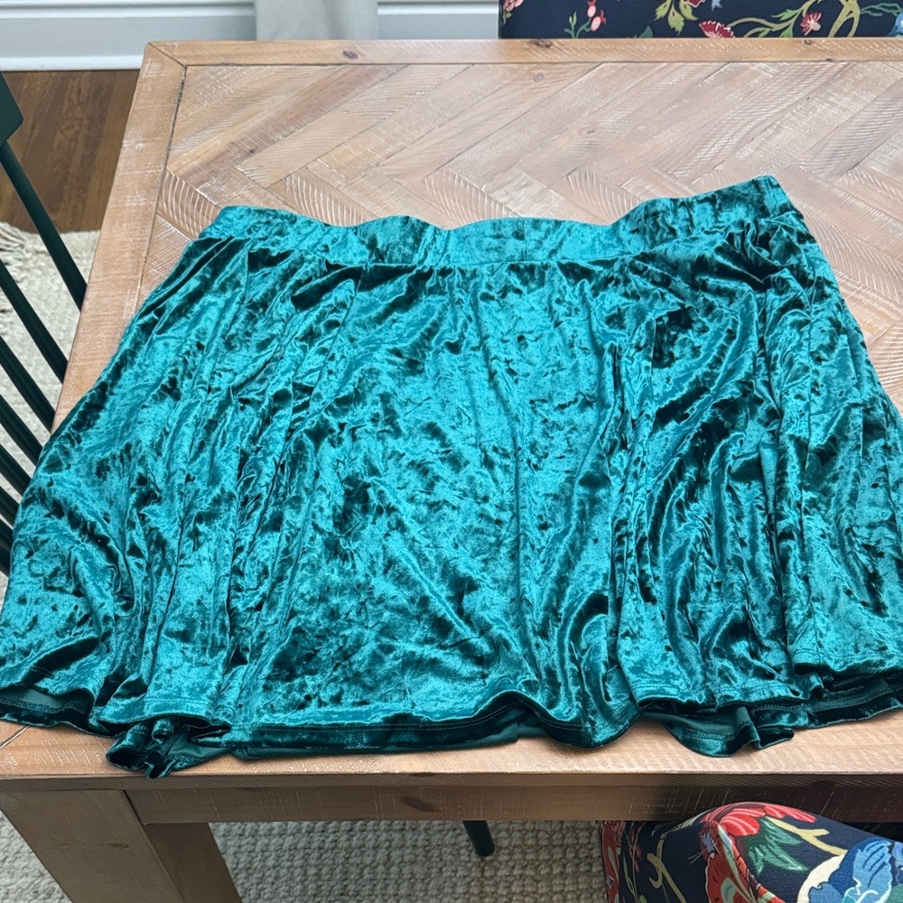 Torrid Teal Velvet Mini Skirt